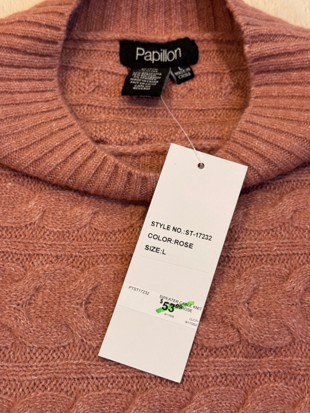 PAPILLON ROSE CABLE KNIT SWEATER - Picture 6 of 7